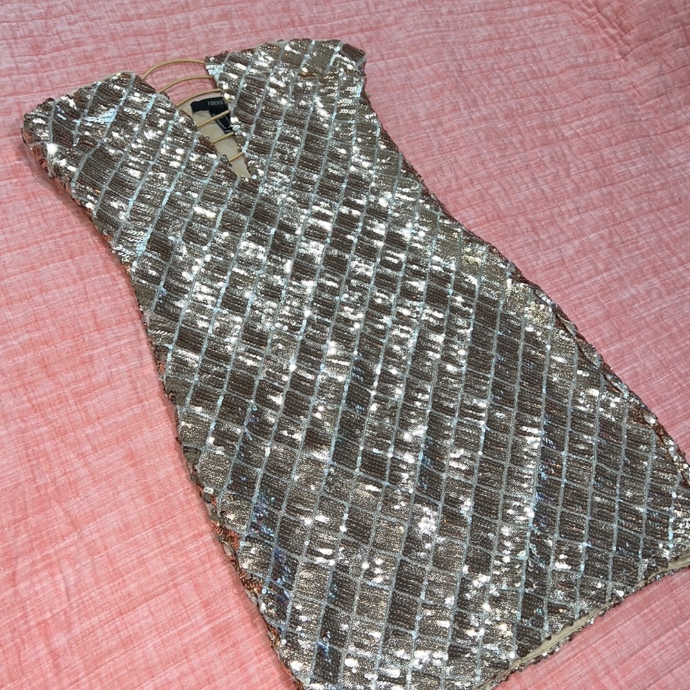 Forever 21 gold sequence mini dress